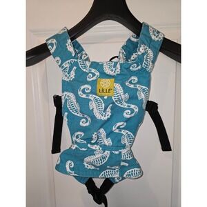 LILLEbaby Doll Carrier Teal Blue Seahorse Print Toy doll Carrier for Kids